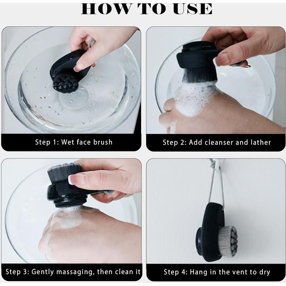 2 Cepillos Faciales 2-en-1 Leeshine para Limpieza y Exfoliación