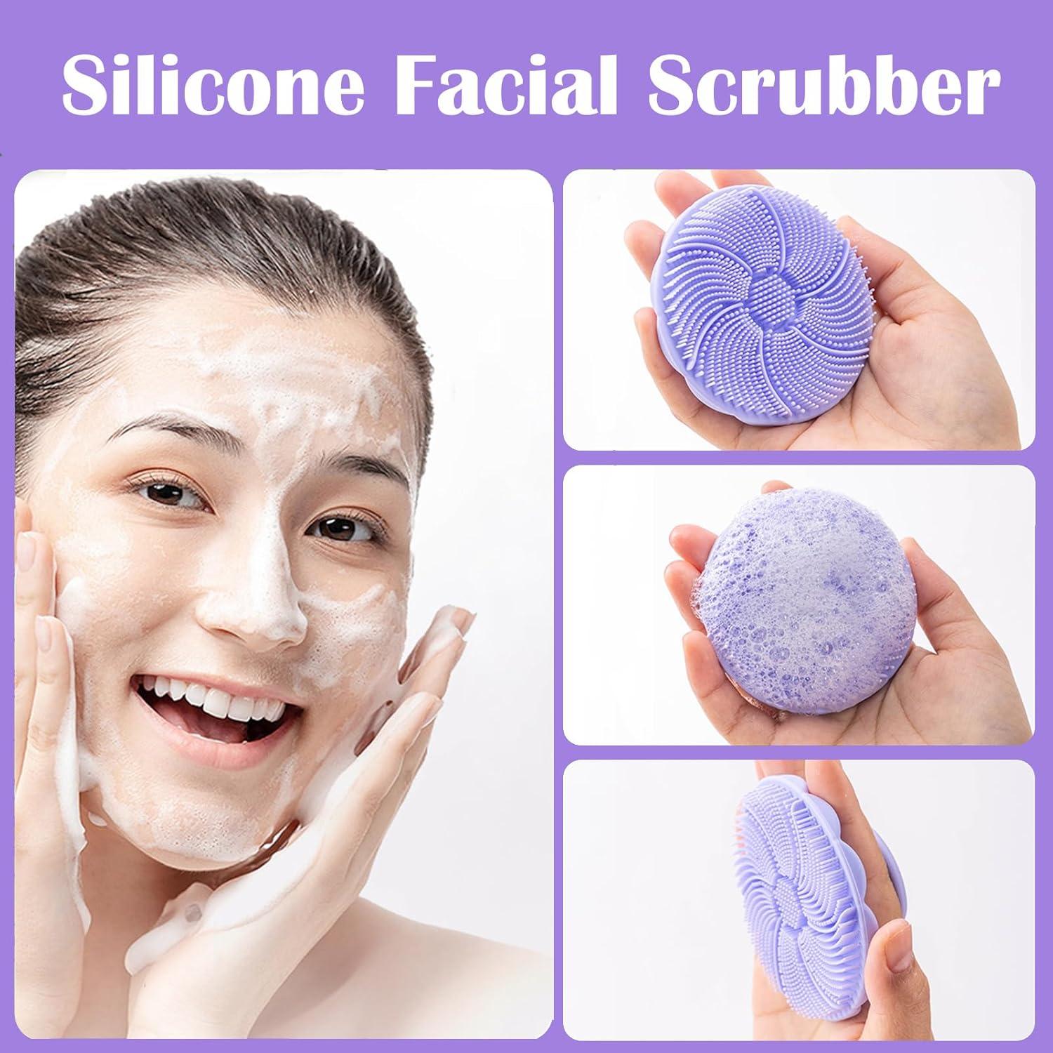 Cepillo Facial Exfoliador de Silicona Rosa y Púrpura 100g