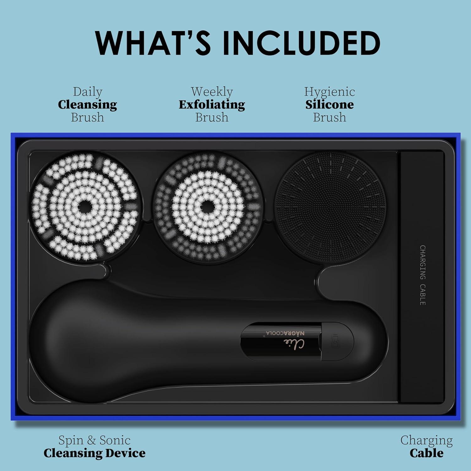 Cepillo Facial NagraCoola XPRE419 Negro, 3 Modos, Impermeable