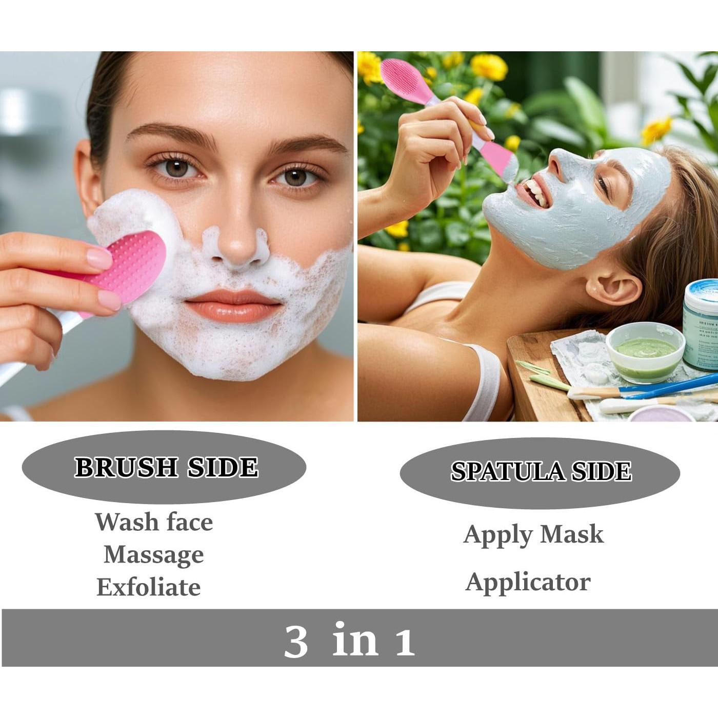 Cepillo Limpiador Facial de Silicona 3 Piezas - Exfoliante y Masaje