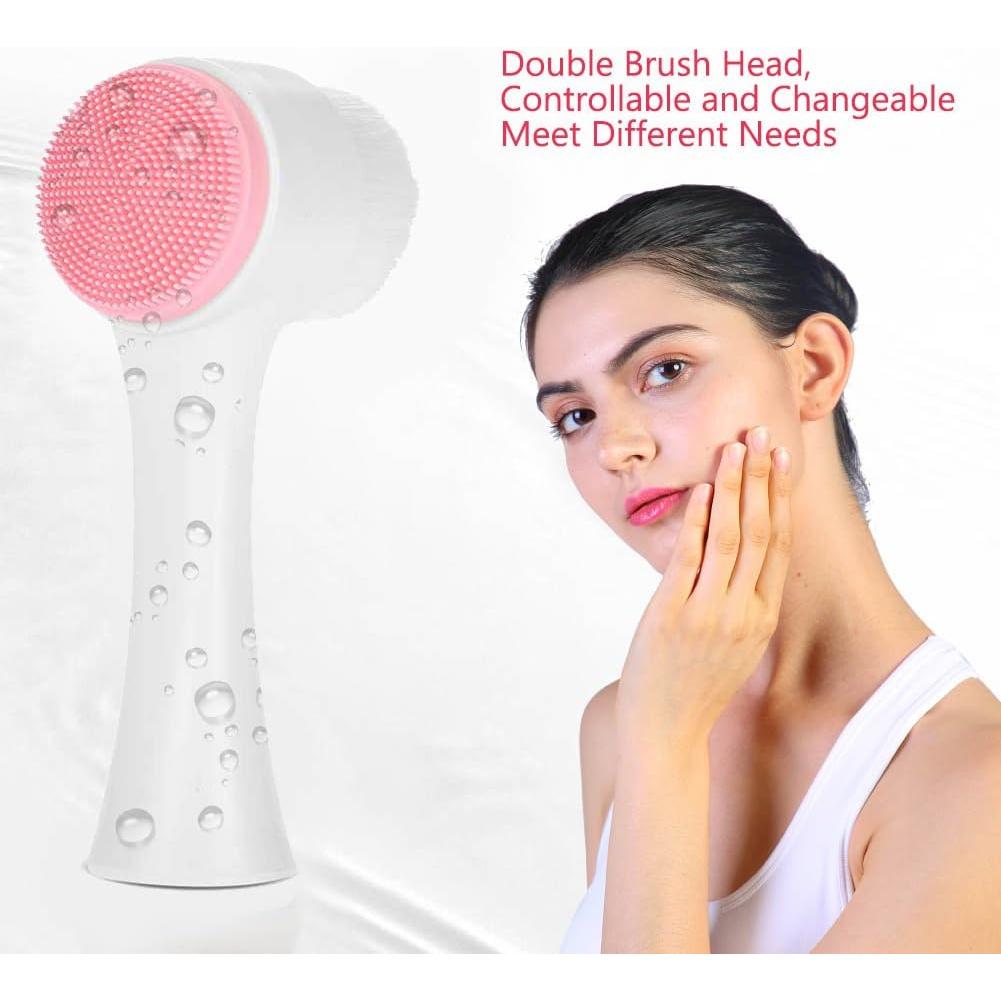 Cepillo Facial de Silicona Sonew Doble Lado Exfoliante Rosa