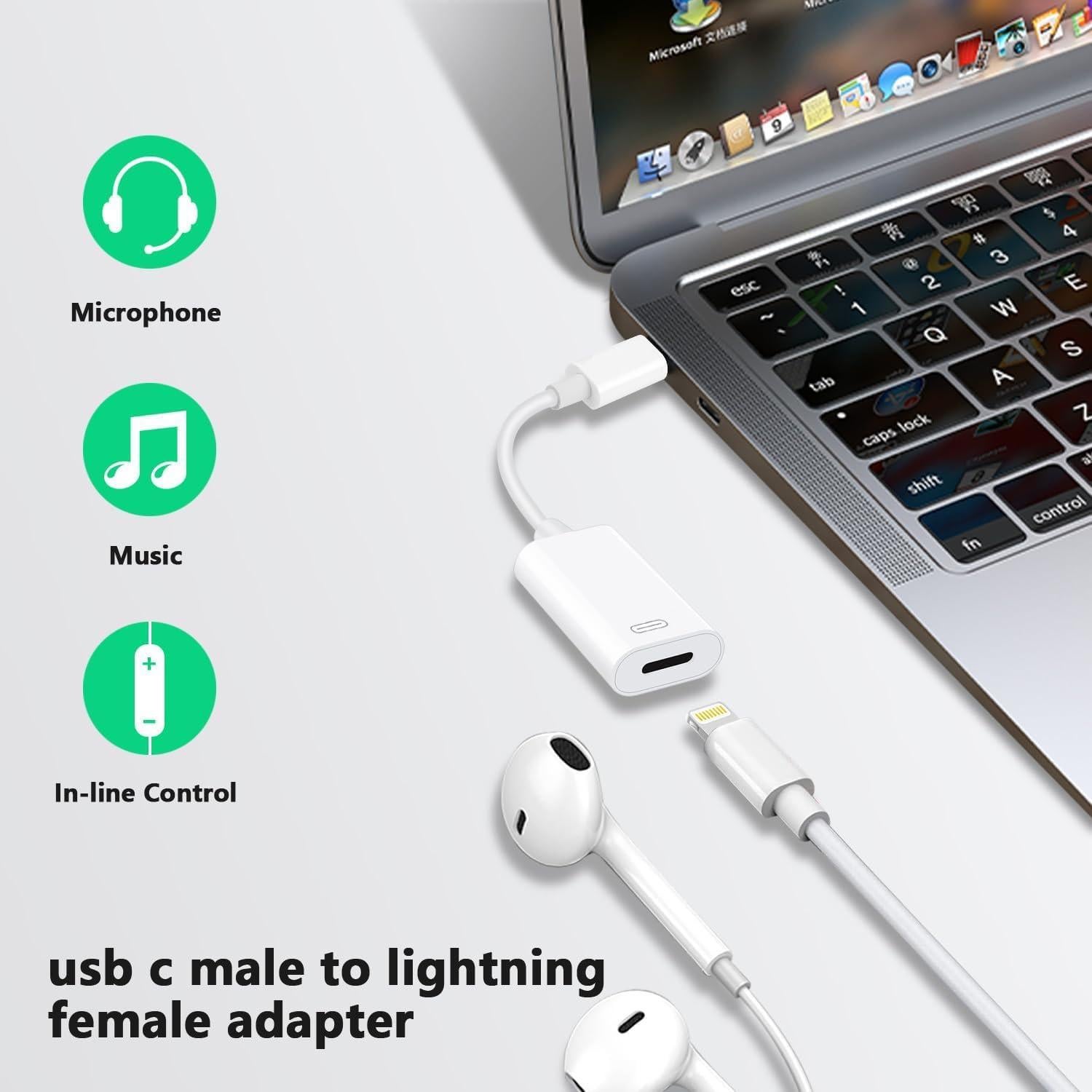 Adaptador Audio USB C a Lightning LecLooc para iPhone 16/15