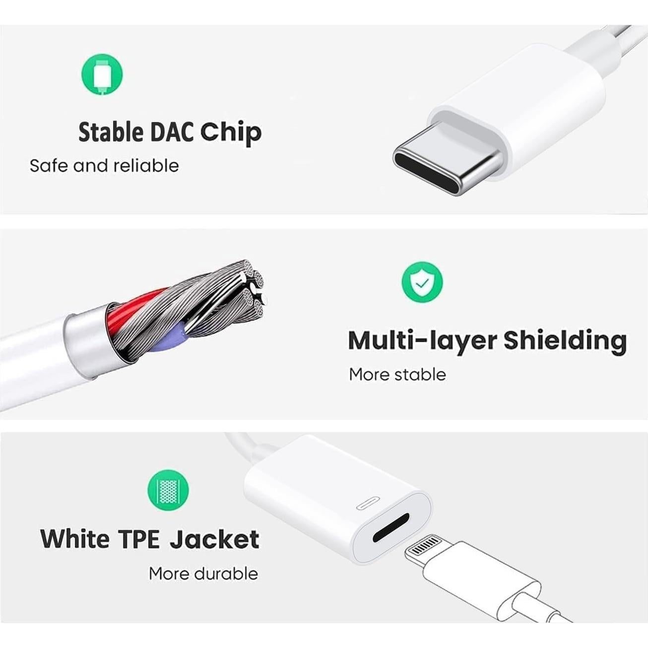 Adaptador Audio USB C a Lightning LecLooc para iPhone 16/15