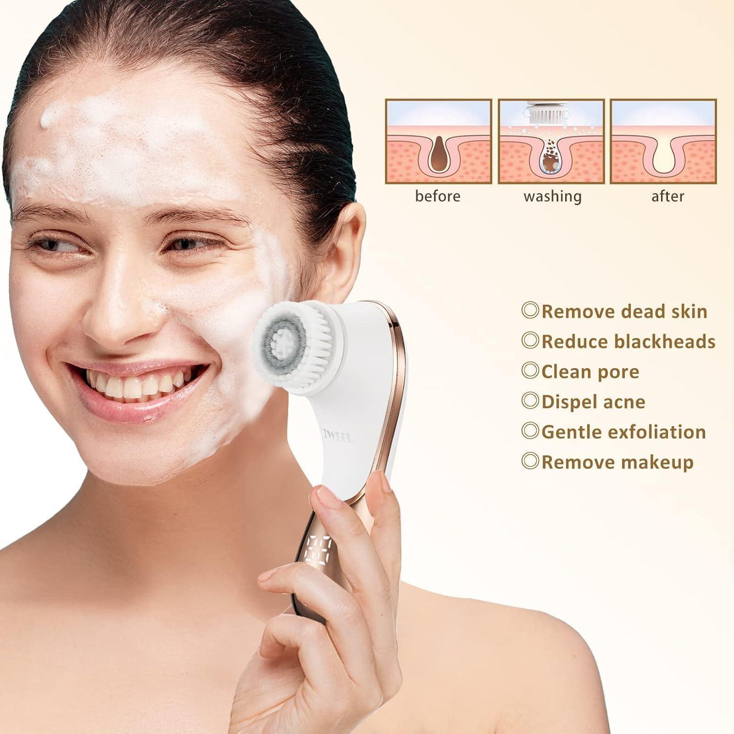 Cepillo Facial Eléctrico IWEEL IPX7 Recargable 4 Cabezas