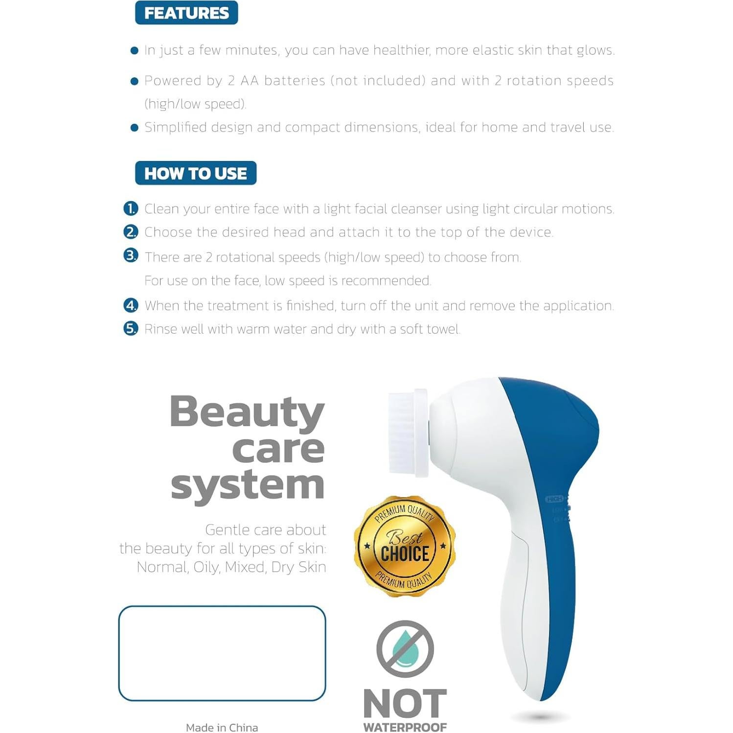 Cepillo Facial Exfoliador VISOFO Zafiro 7 Cabezas 2 Velocidades