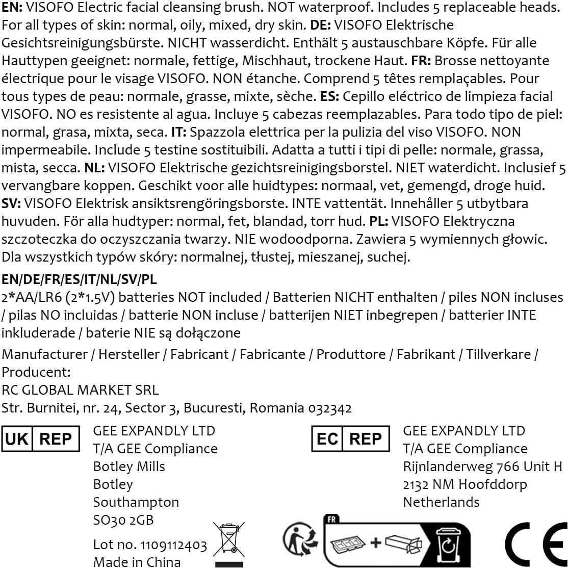 Cepillo Facial Exfoliador VISOFO Zafiro 7 Cabezas 2 Velocidades