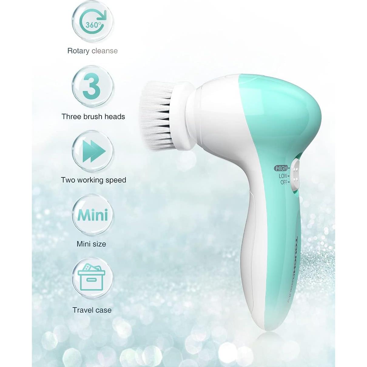 Cepillo Facial Eléctrico TOUCHBEAUTY 3 en 1 Impermeable Verde