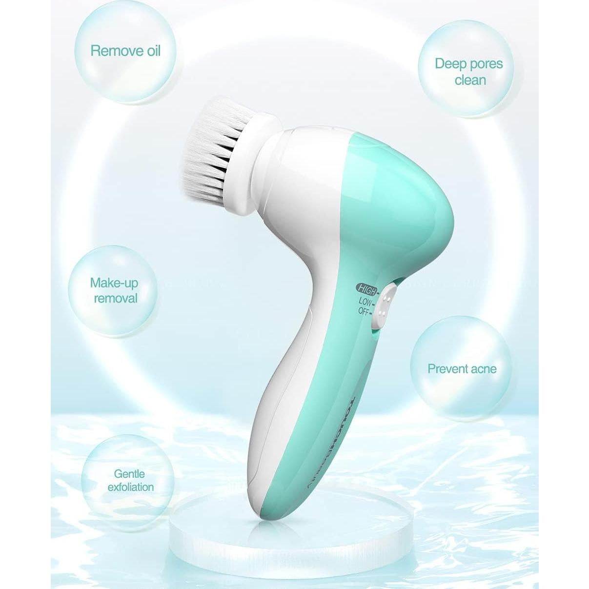 Cepillo Facial Eléctrico TOUCHBEAUTY 3 en 1 Impermeable Verde