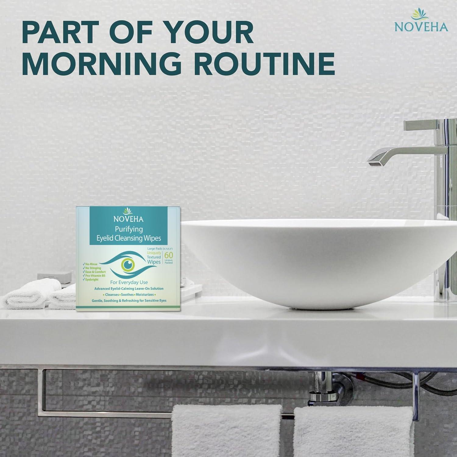 Toallitas Limpiadoras para Párpados NOVEHA - 60 Unidades Hipoalergénicas