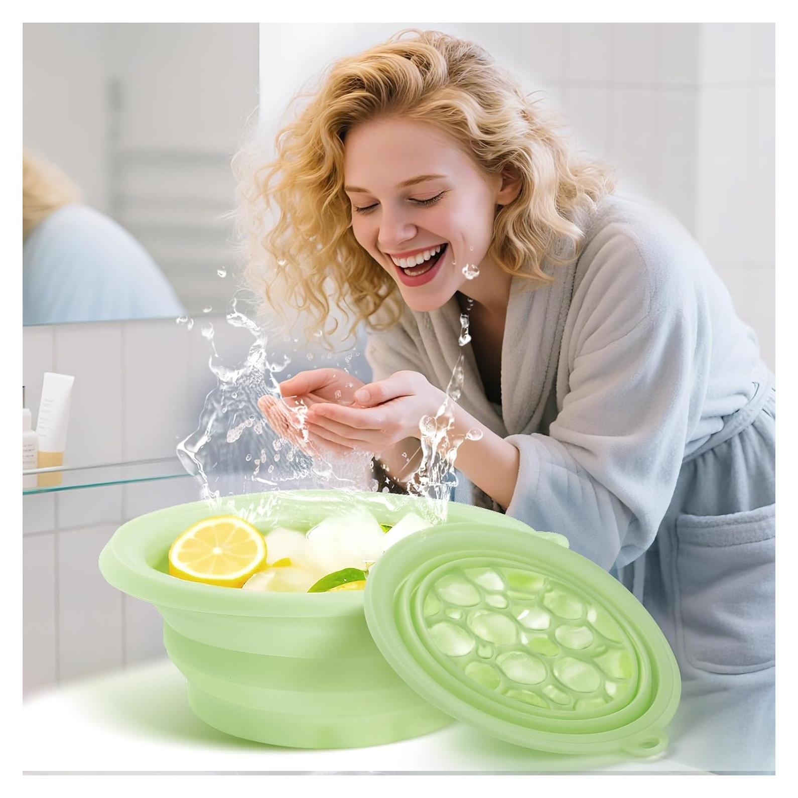 Tazón de Inmersión Facial Coobest con Bandeja de Hielo Verde