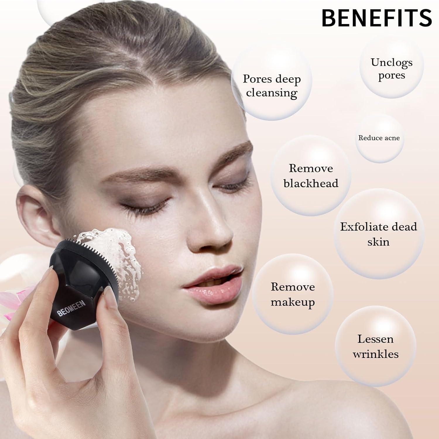 Exfoliador Facial de Silicona Beomeen - 4 Paquetes, Suave y Efectivo