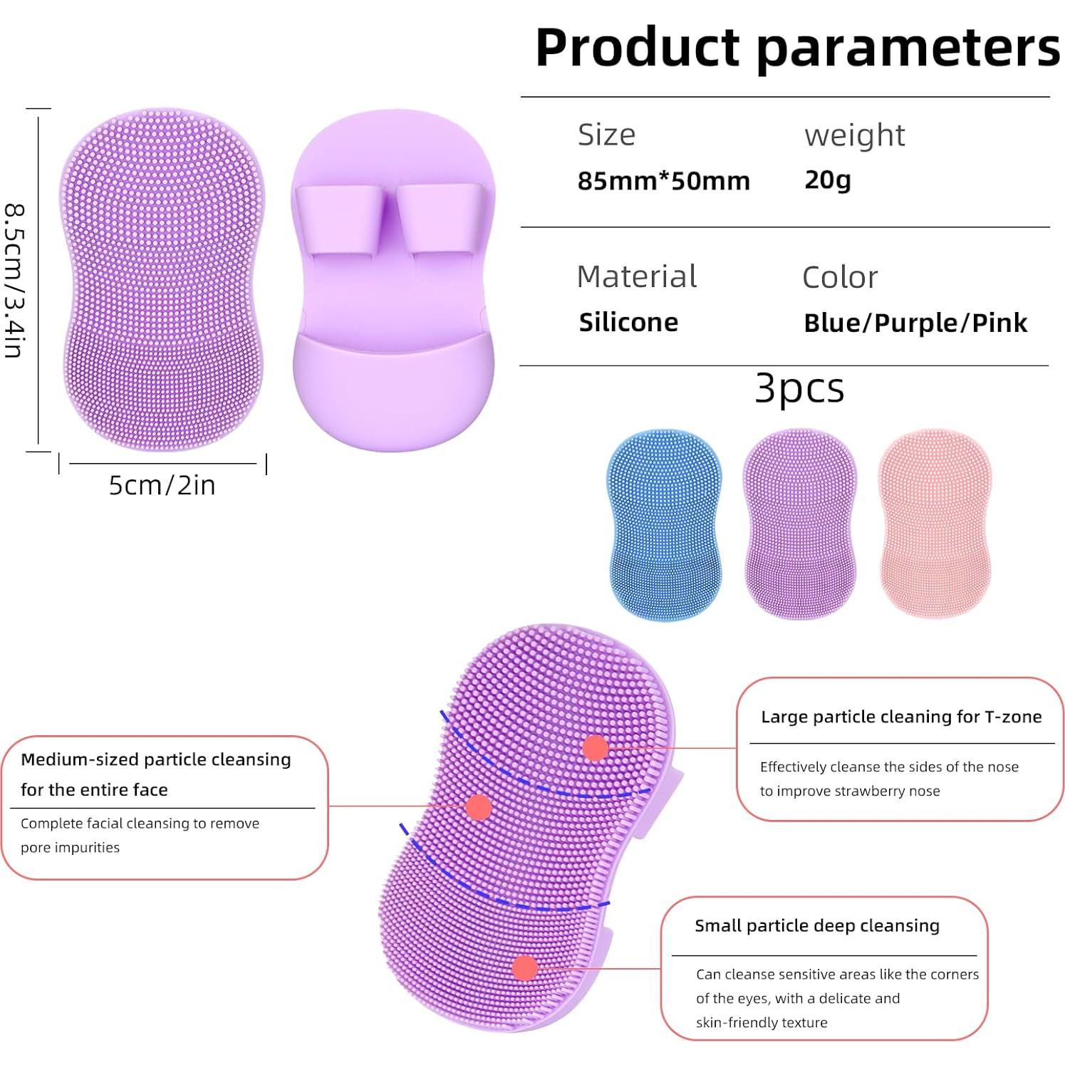 3 Exfoliadores de Silicona SHBLOMK para Limpieza Facial