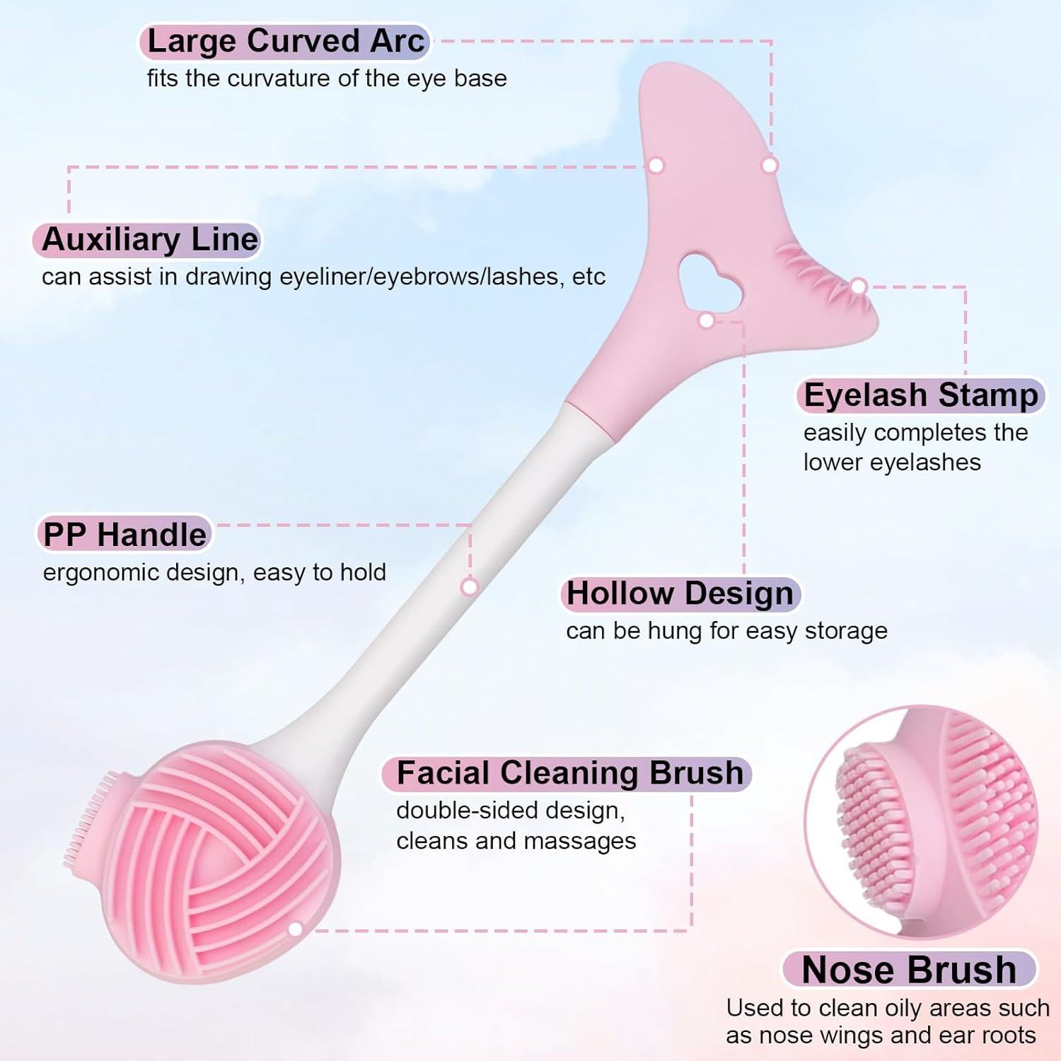 4 Piezas Cepillo Facial 2 en 1 Dexspoeny Silicona Rosa/Azul