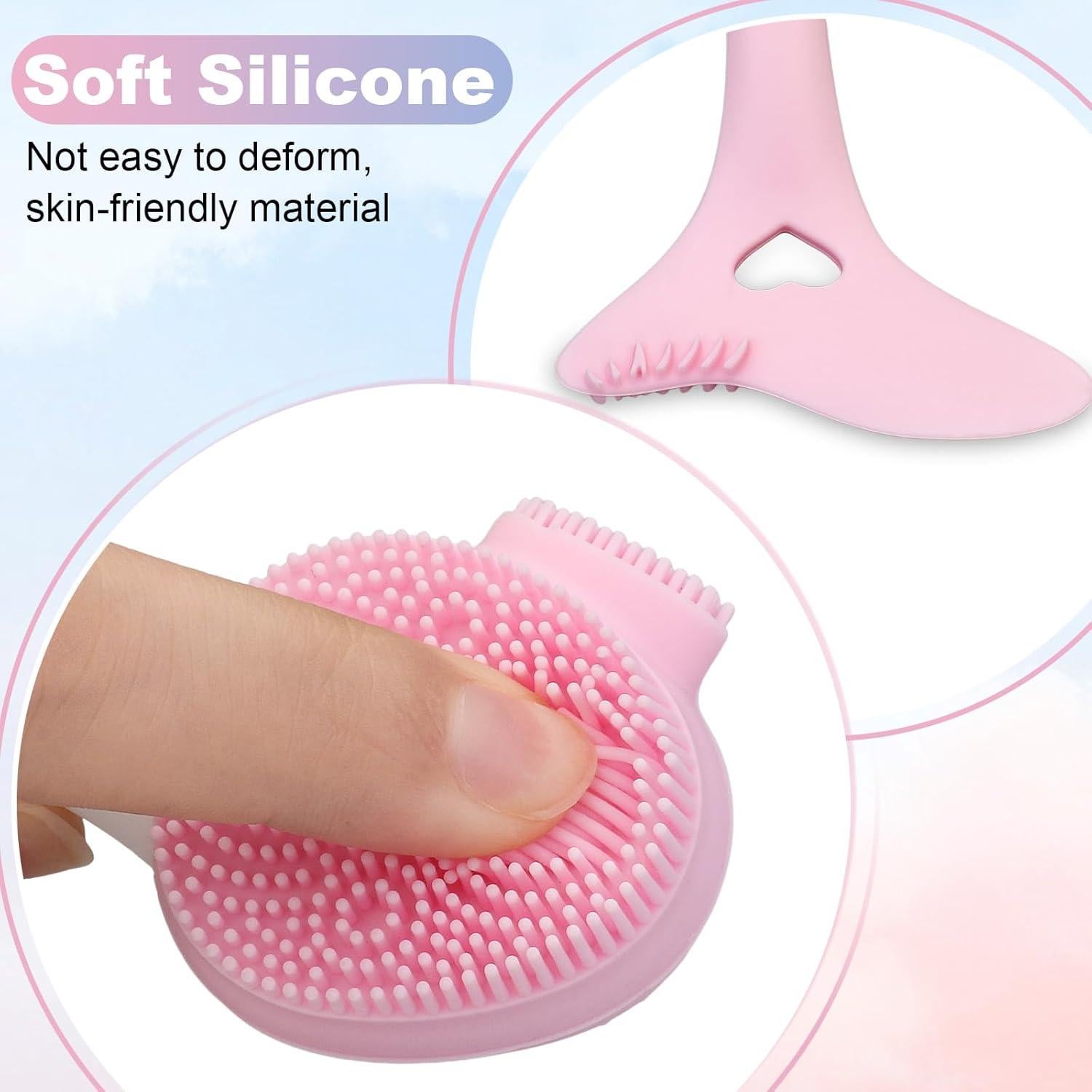 4 Piezas Cepillo Facial 2 en 1 Dexspoeny Silicona Rosa/Azul