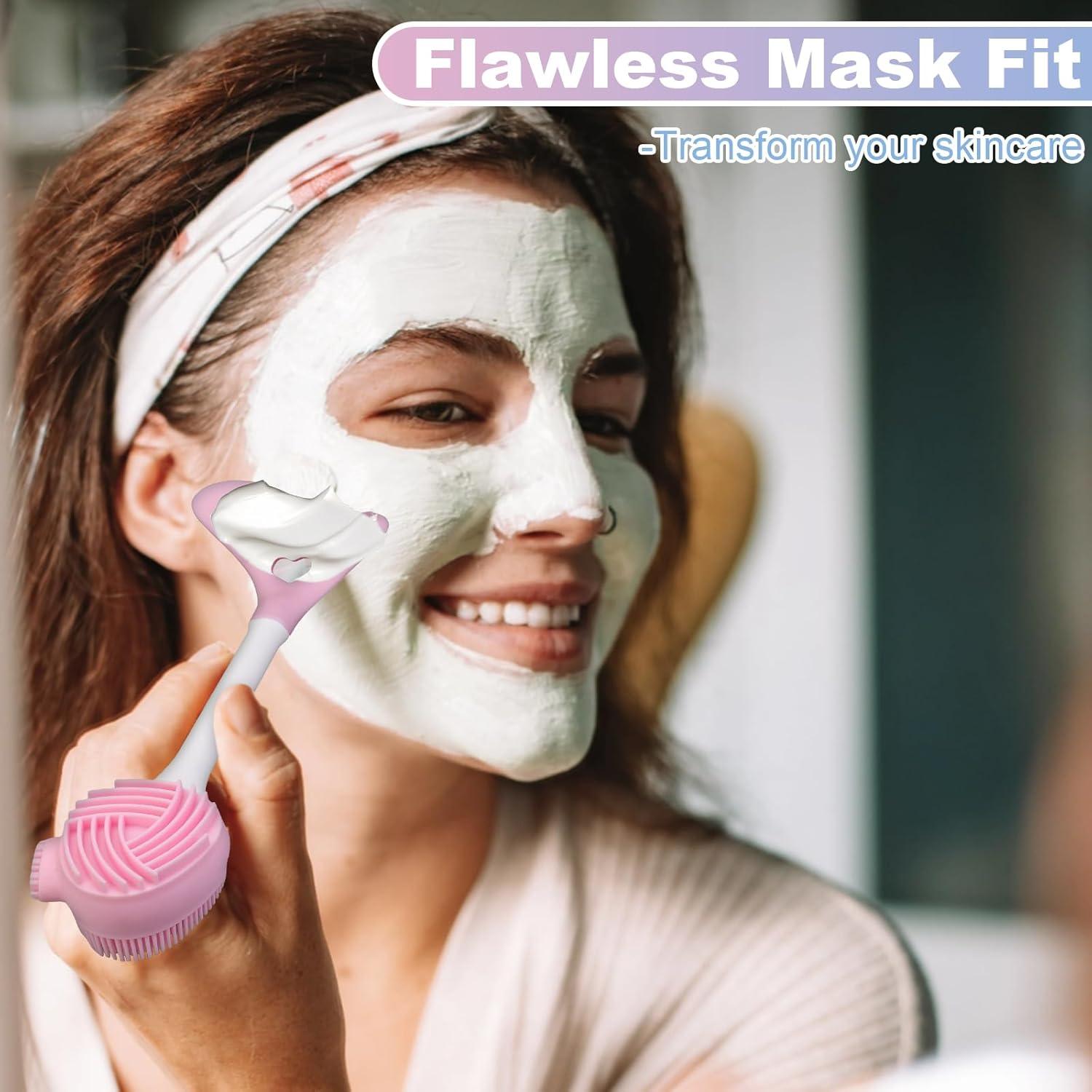 4 Piezas Cepillo Facial 2 en 1 Dexspoeny Silicona Rosa/Azul