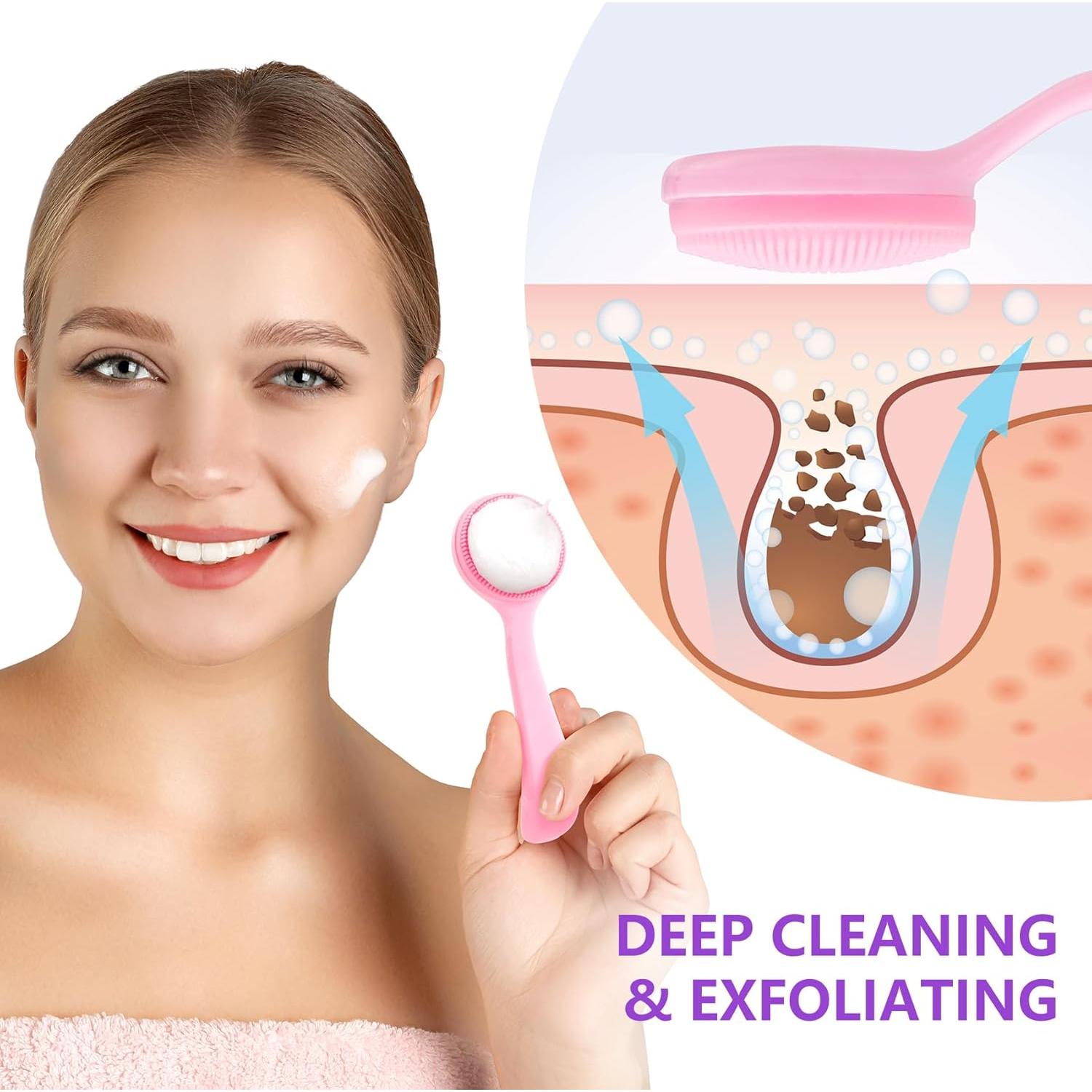 Cepillo Facial de Silicona HINZIC Rosa Exfoliador 13x4.1cm