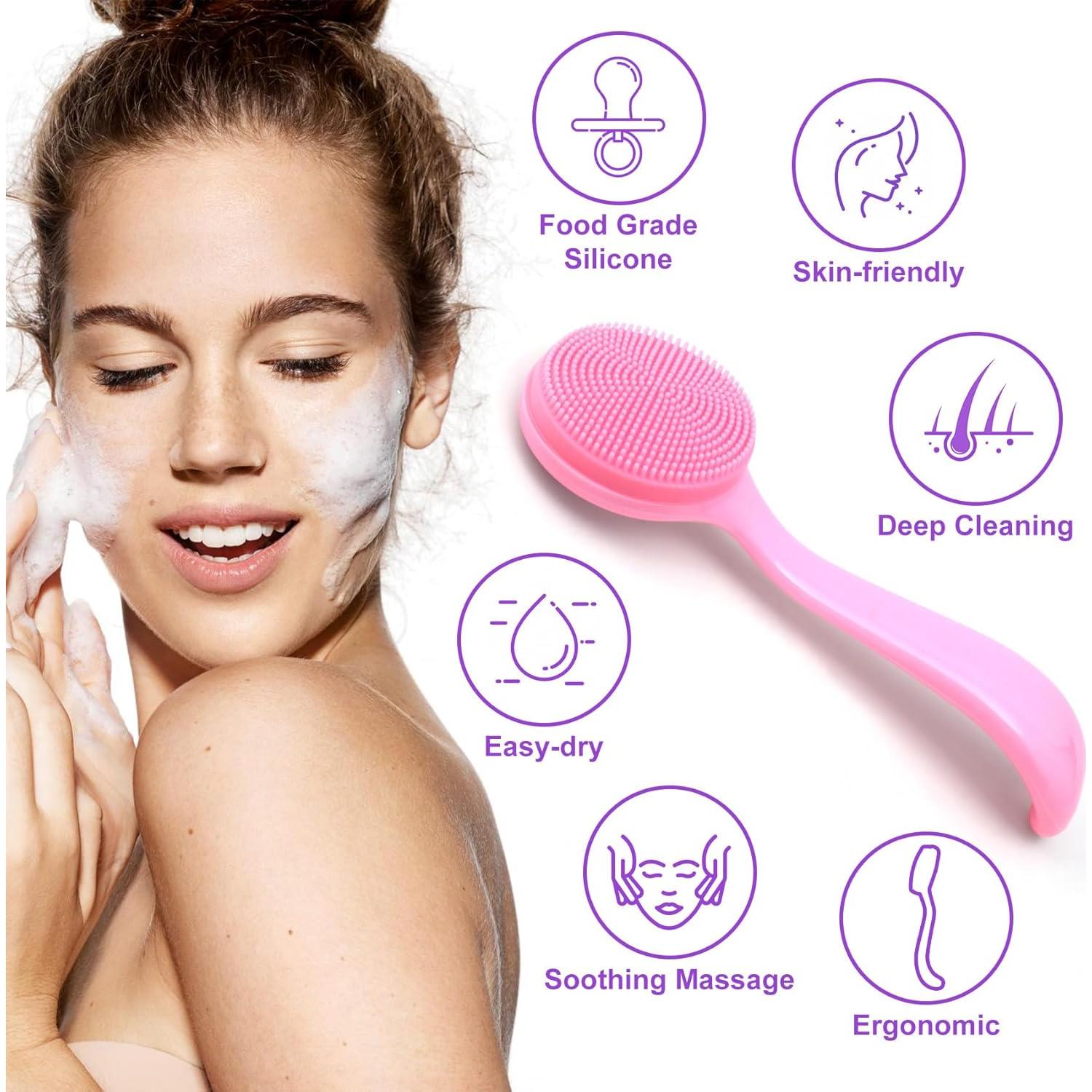 Cepillo Facial de Silicona HINZIC Rosa Exfoliador 13x4.1cm