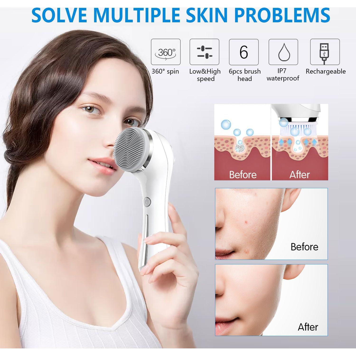 Cepillo Facial de Limpieza 2 en 1 HOERCAAL IPX7 4 Cabezas