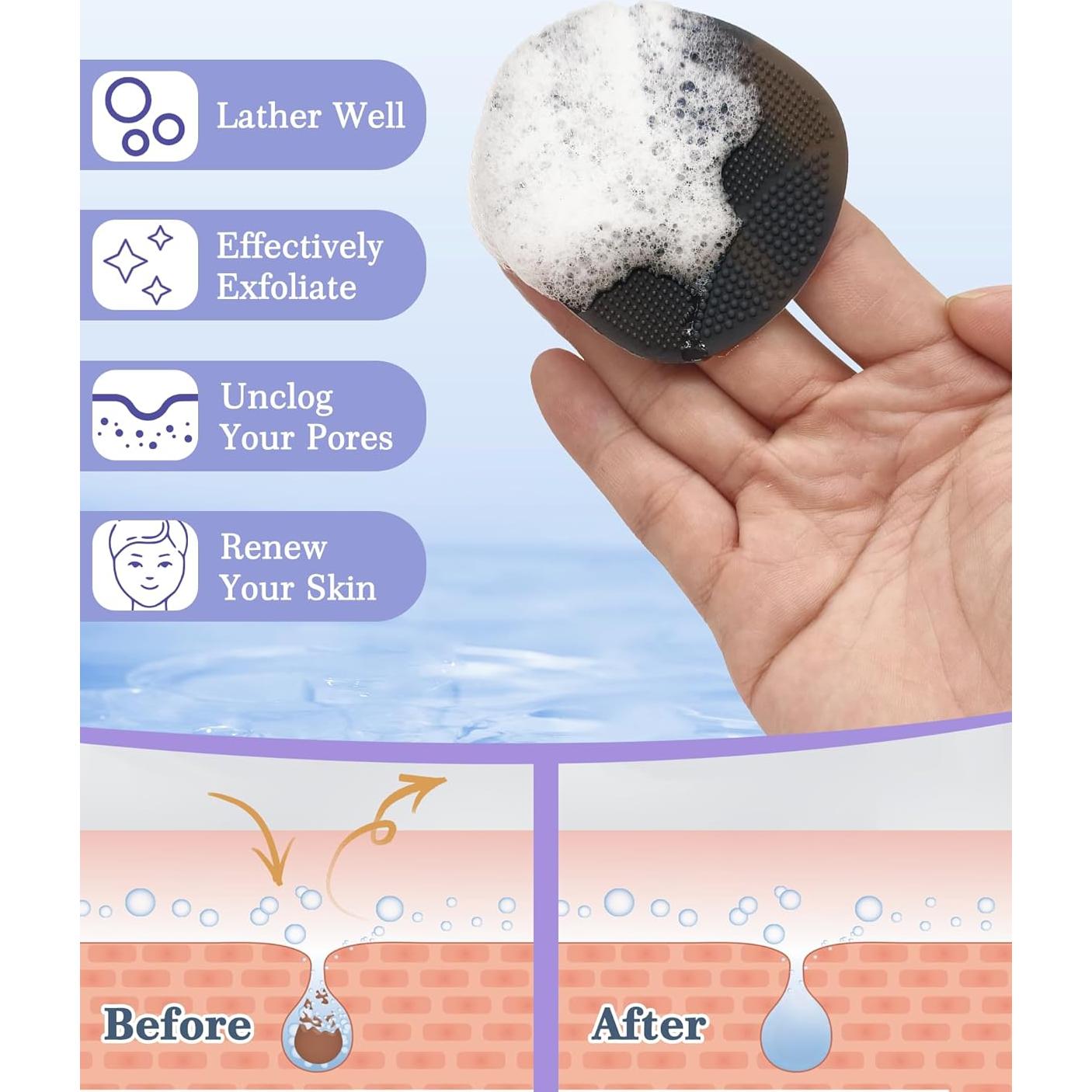 Set de Exfoliadores de Silicona Manmihealth - 3 Piezas Negro