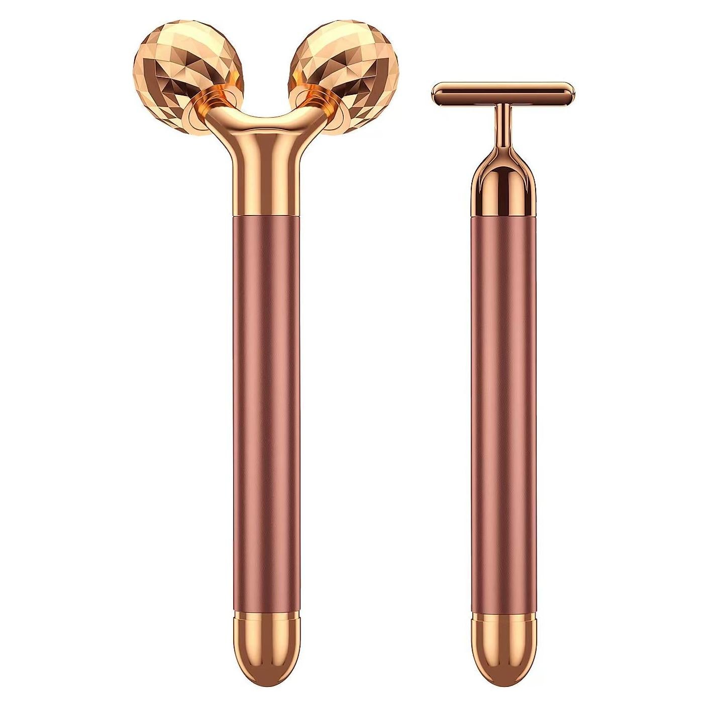 Masajeador Facial 2-en-1 Beauty Bar Rodillo 3D y T Eléctrico