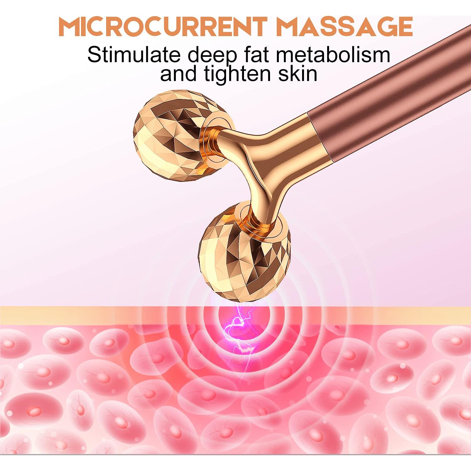 Masajeador Facial 2-en-1 Beauty Bar Rodillo 3D y T Eléctrico