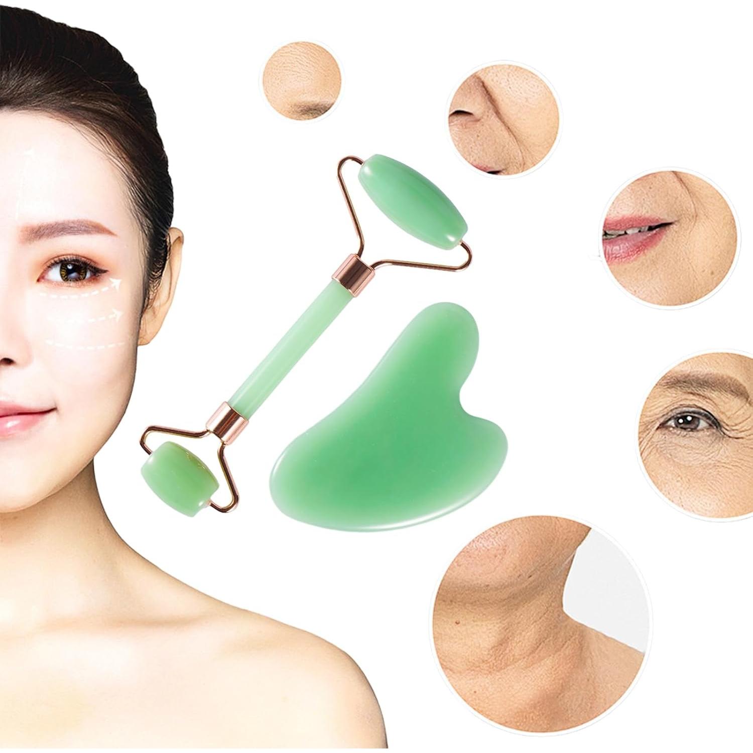 Juego de 2 herramientas de raspado facial YAMHOHO - Rodillo y Guasha