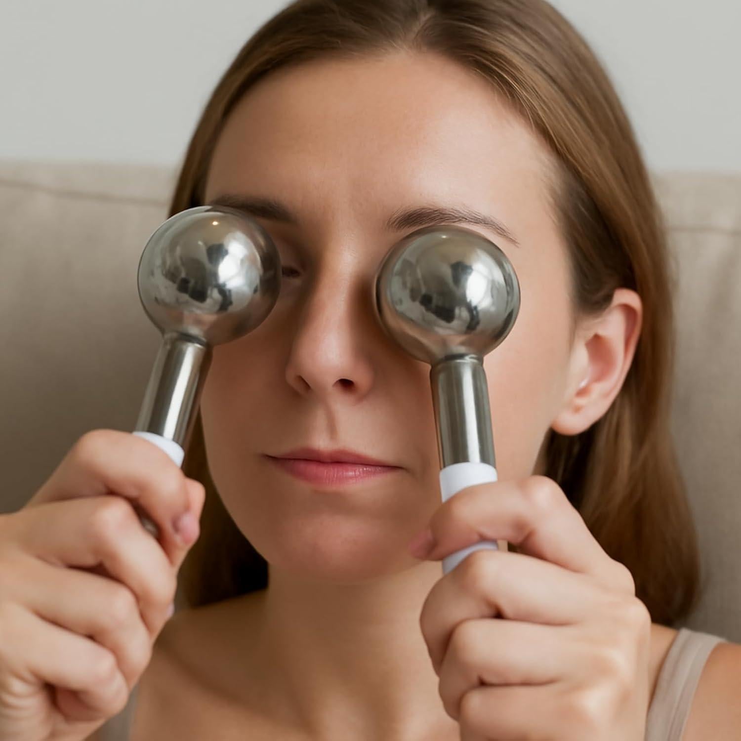 Rodillo de Hielo Facial Zminrn - Acero Inoxidable, Terapia Fría