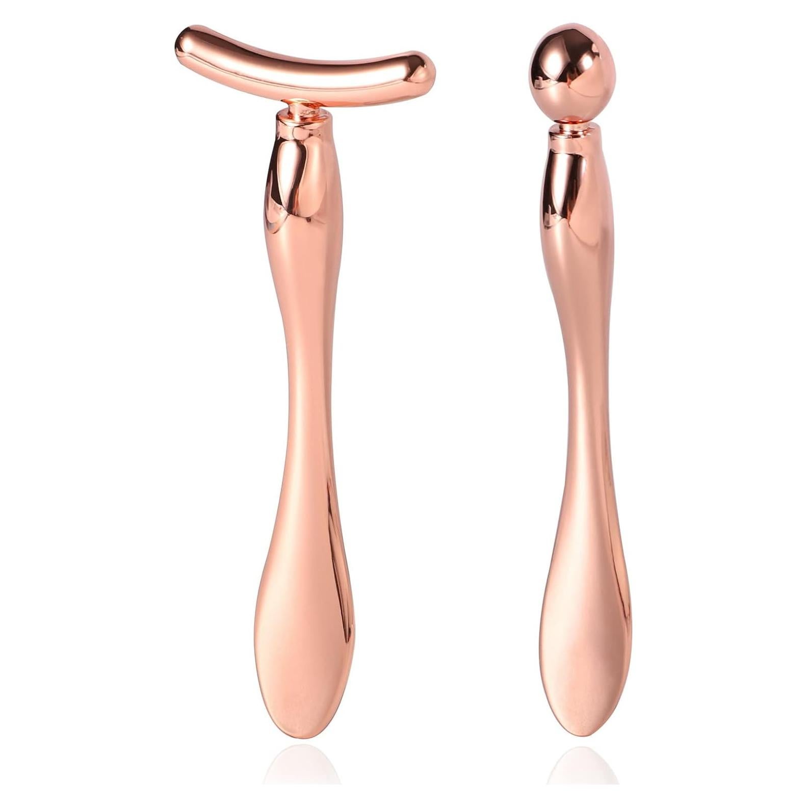 Rodillo Facial Metalico Pimoys Oro Rosa 2 Pcs para Ojos