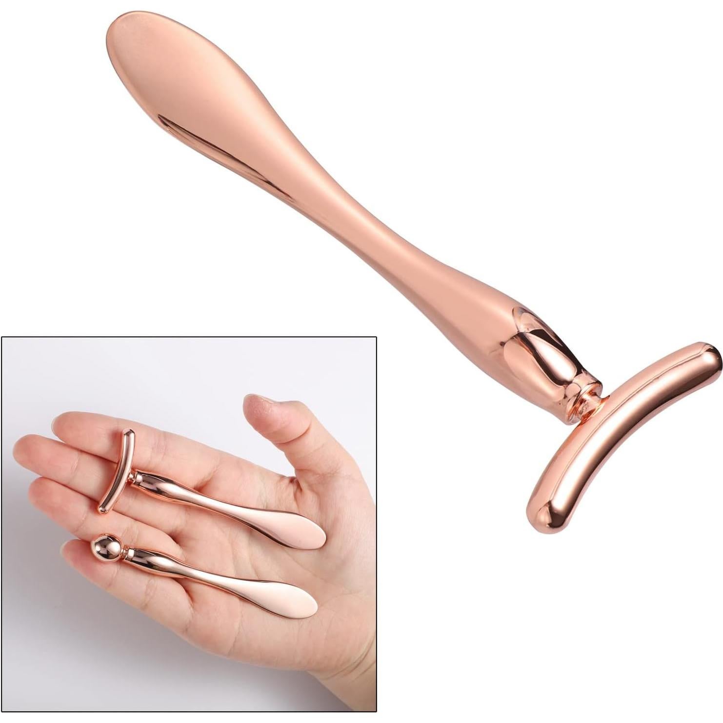 Rodillo Facial Metalico Pimoys Oro Rosa 2 Pcs para Ojos