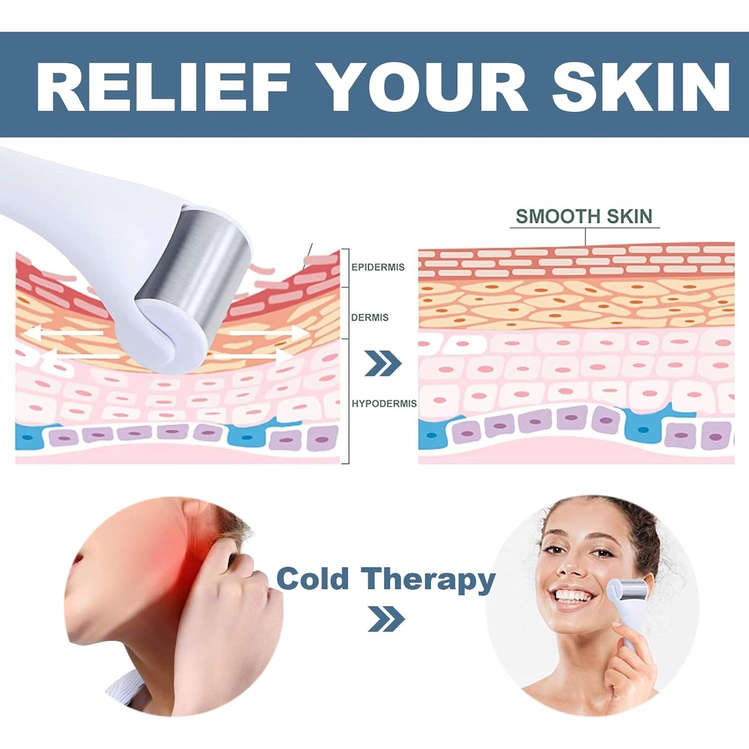 Rodillo de Hielo Facial y para Ojos Rosarden 2PCS Alivio Ojeras