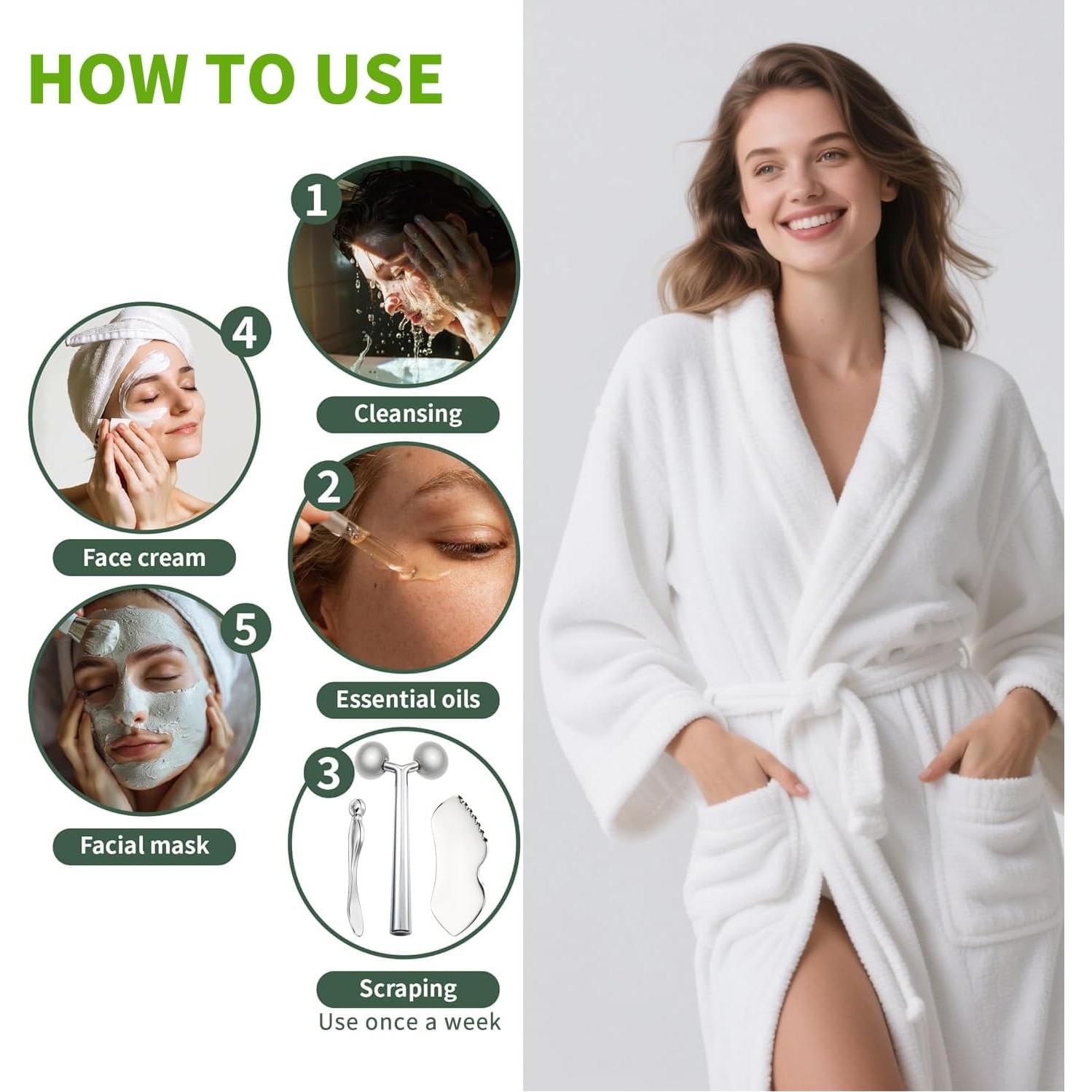 Set de Masaje Facial Acero Inoxidable Annrose 3 en 1