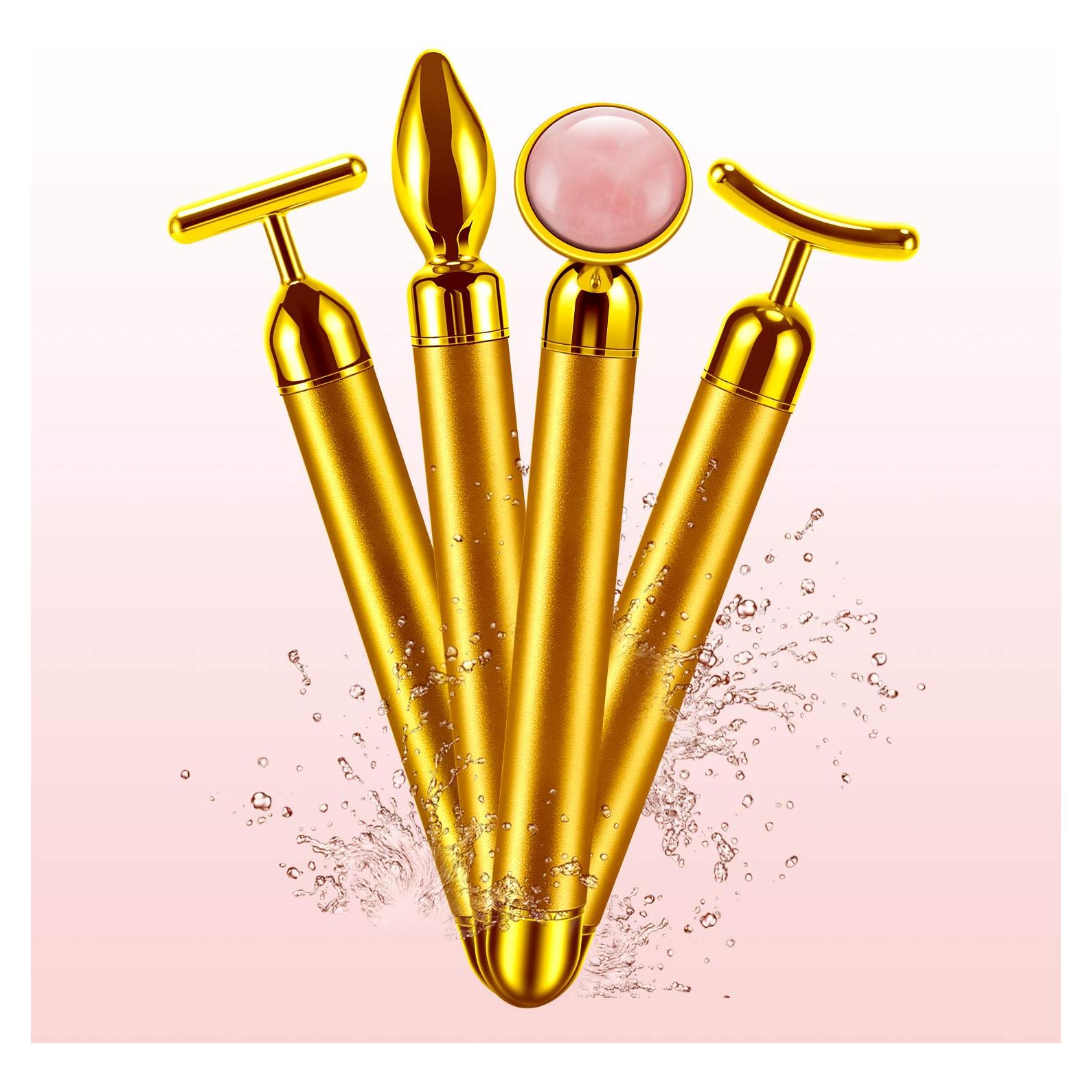 Rodillo Masajeador Facial 4-en-1 DANGSHAN Dorado 24k