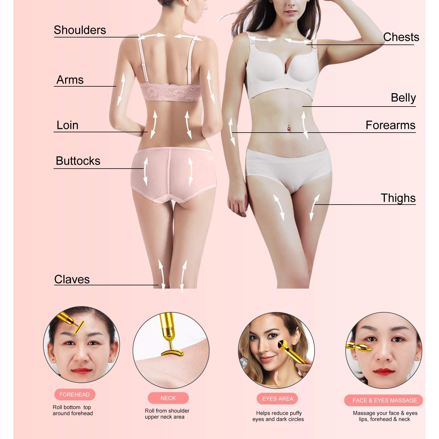 Rodillo Masajeador Facial 4-en-1 DANGSHAN Dorado 24k