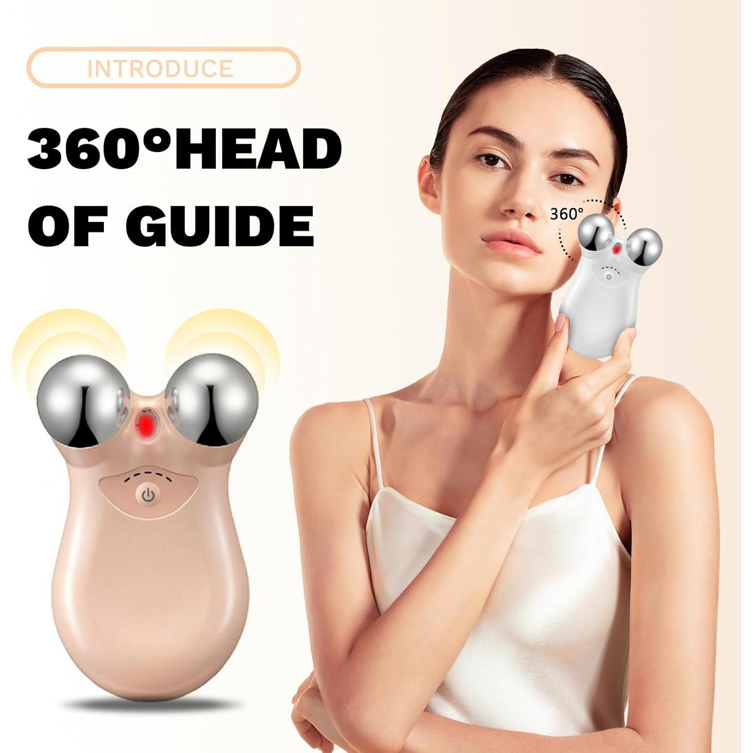 Rodillo de Masaje Facial AAZW Doble Cabeza con Luz LED