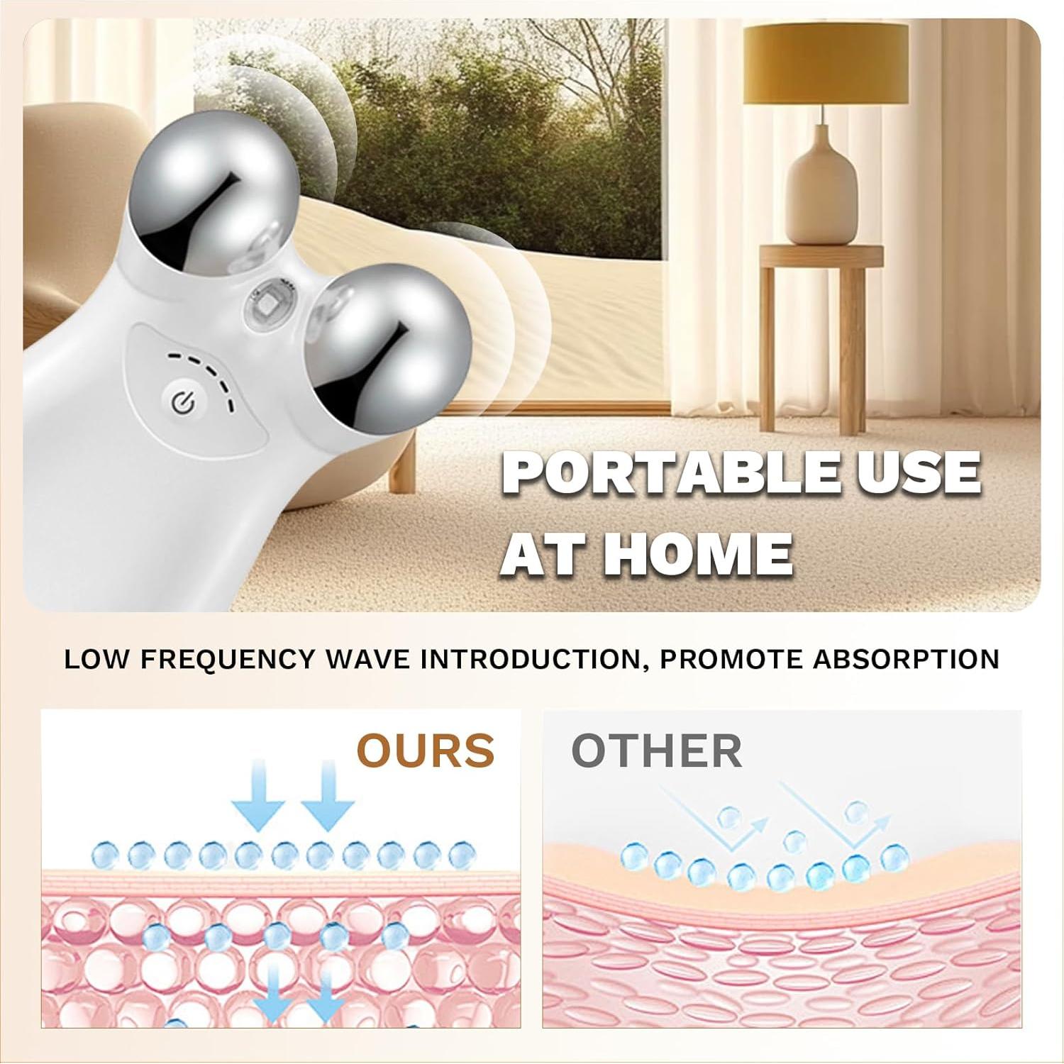 Rodillo de Masaje Facial AAZW Doble Cabeza con Luz LED