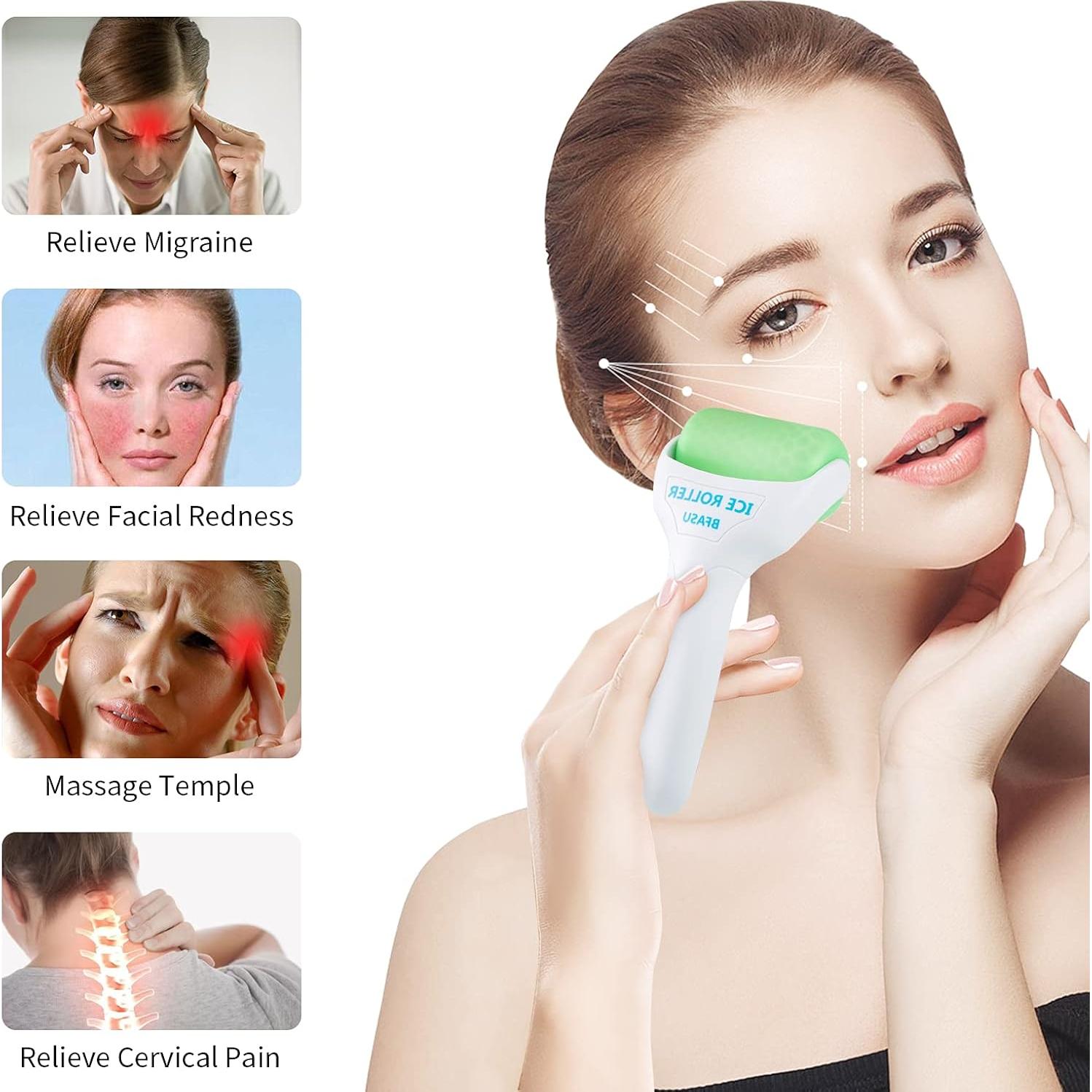 Rodillo de Hielo Facial 2 en 1 BFASU Verde - Masaje Relajante