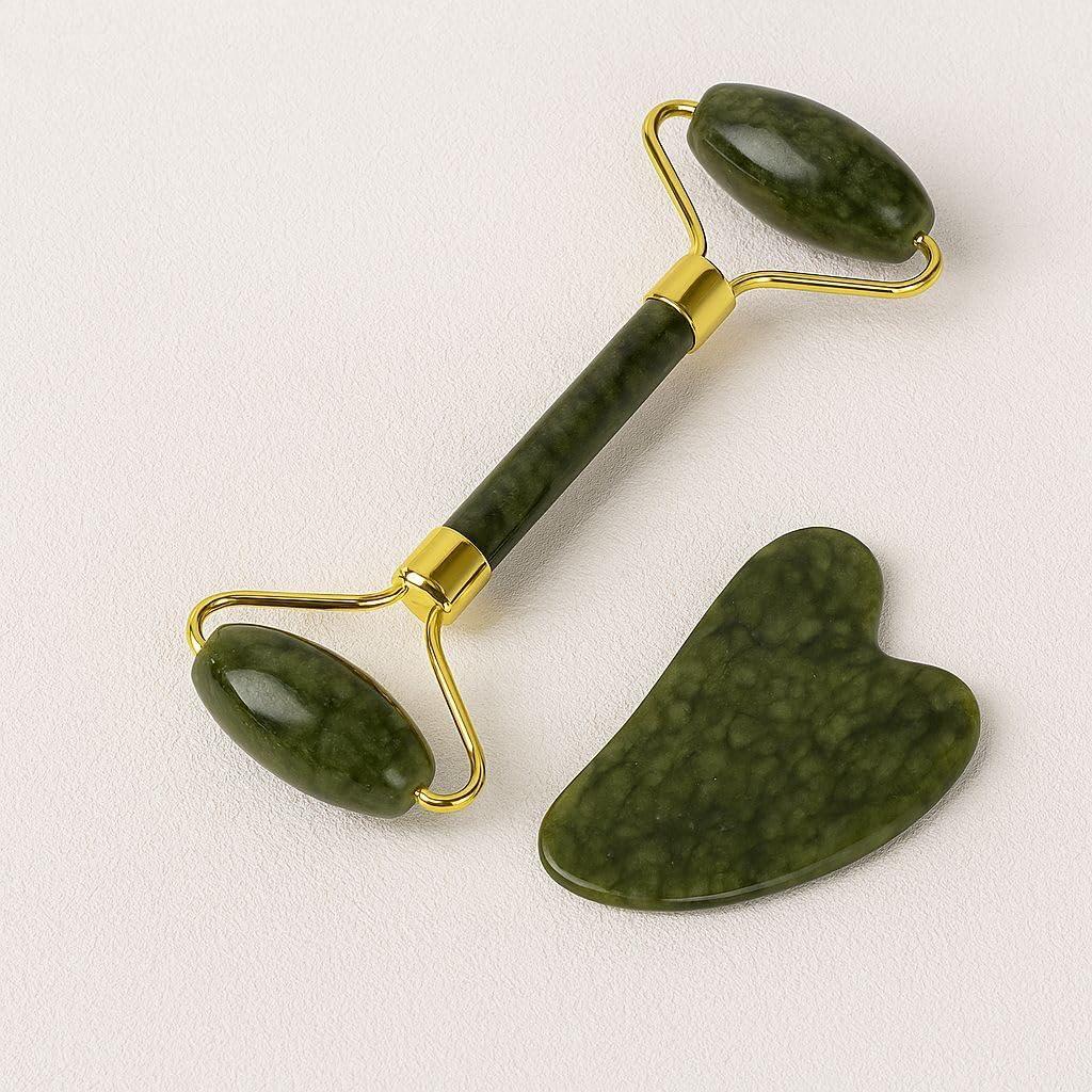 Juego de Rodillo de Jade y Gua Sha CHINA - Masaje Facial Natural