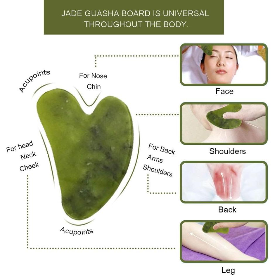 Juego de Rodillo de Jade y Gua Sha CHINA - Masaje Facial Natural