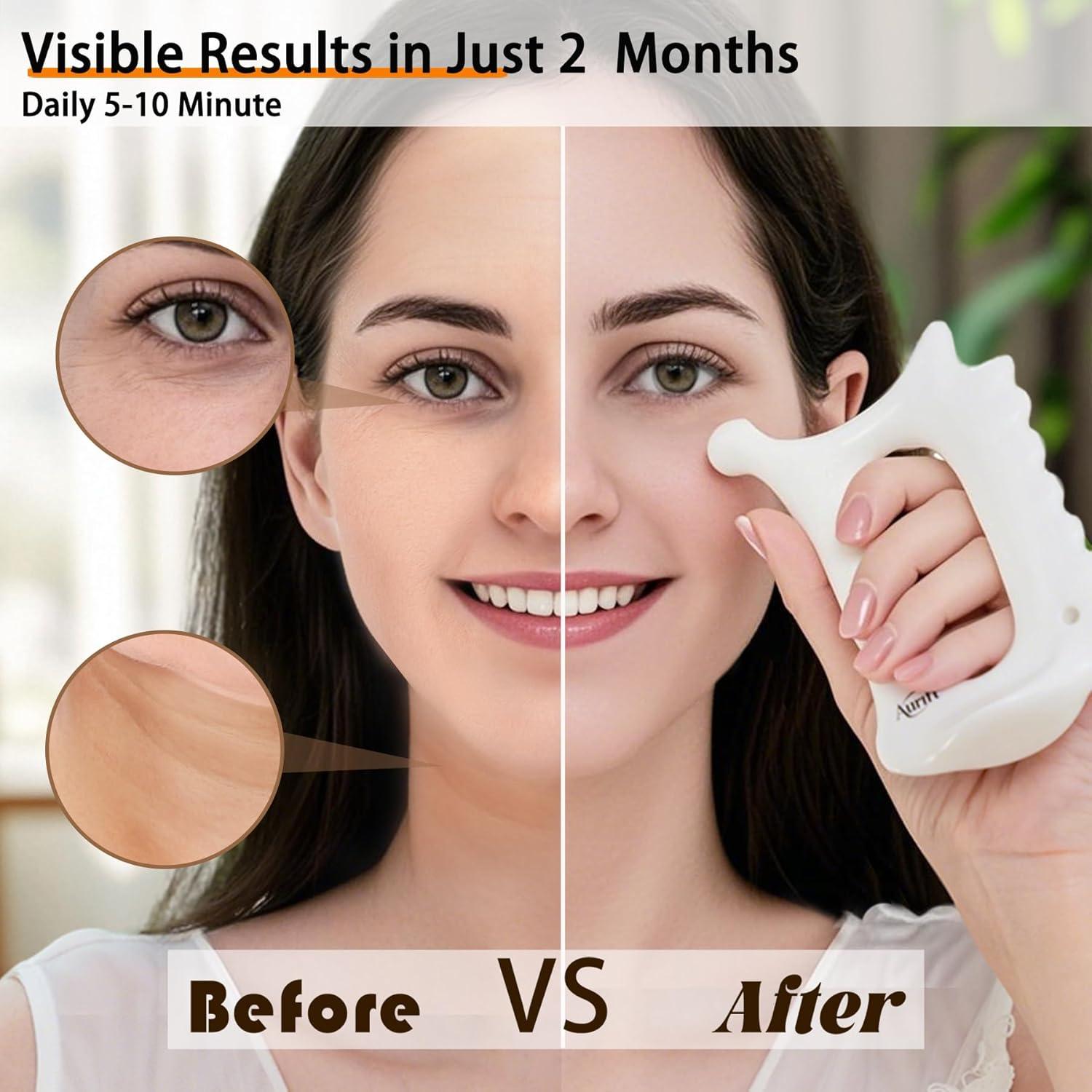 Herramienta Gua Sha Cerámica 4-en-1 Aurift para Masaje Facial