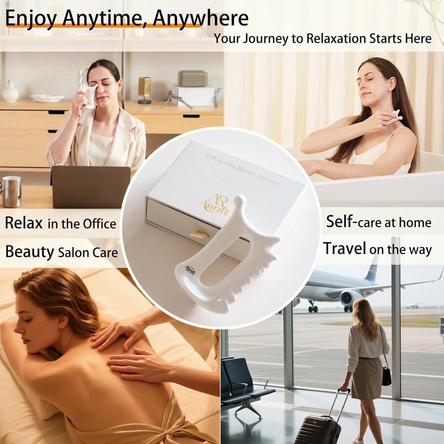 Herramienta Gua Sha Cerámica 4-en-1 Aurift para Masaje Facial