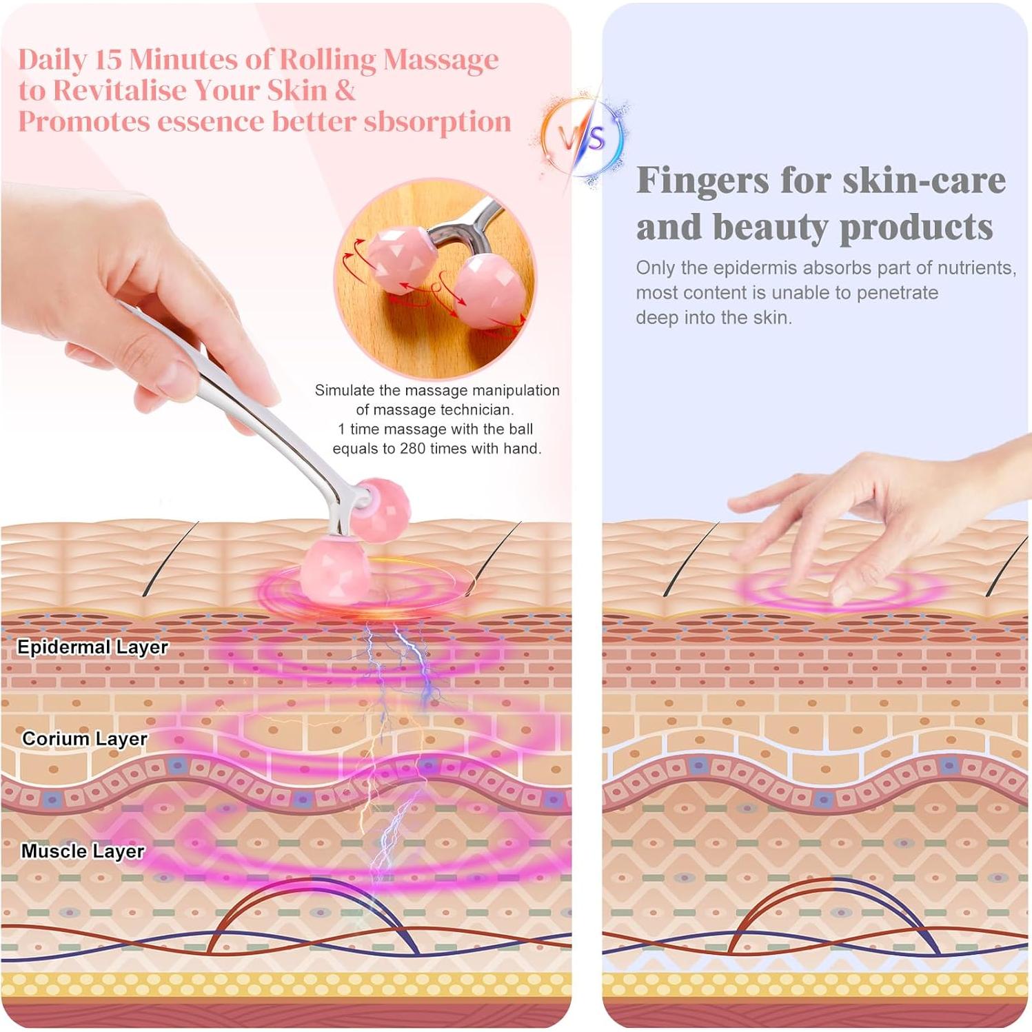 Rodillo Facial de Jade Aznrszy 3D Diamante para Cuidado de Piel