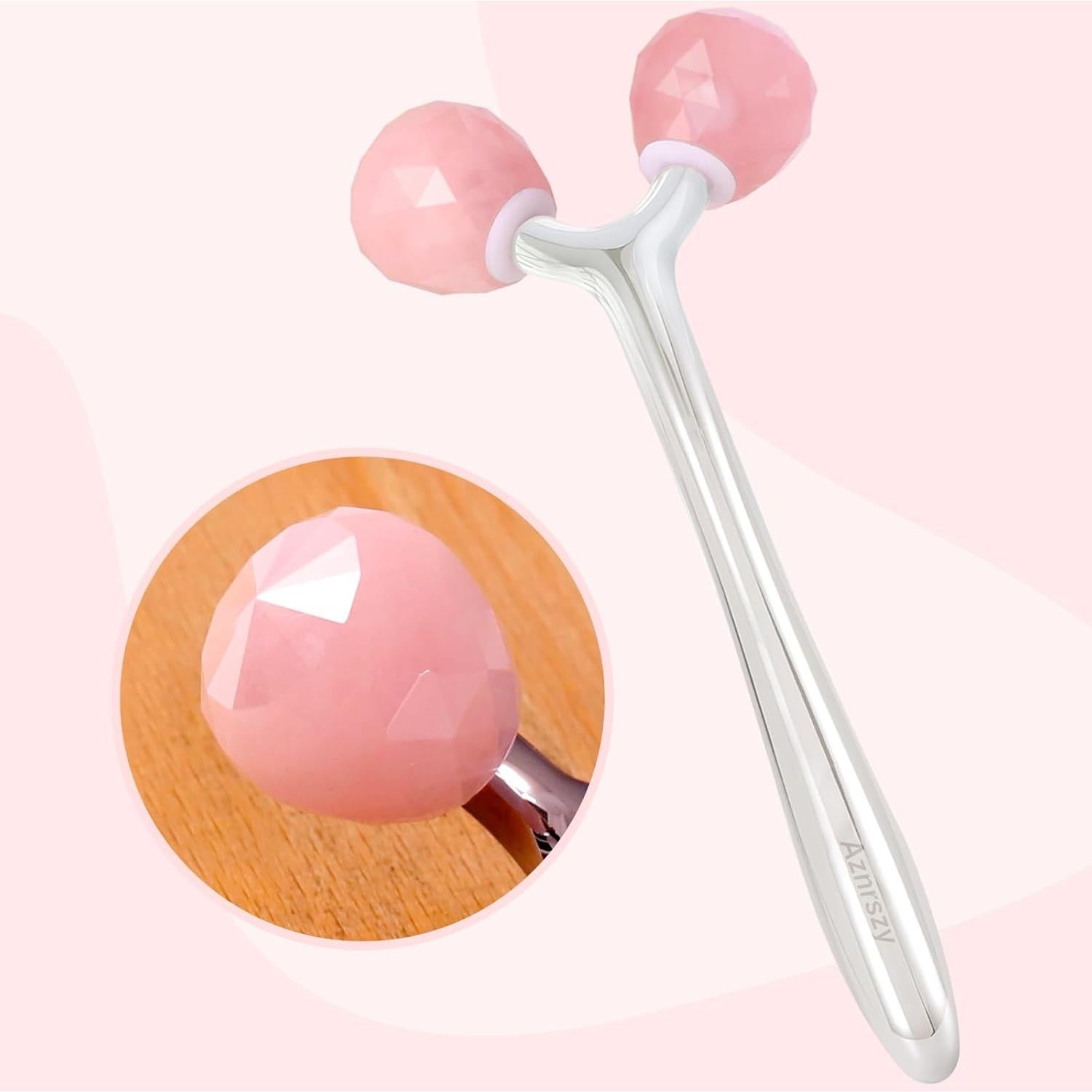 Rodillo Facial de Jade Aznrszy 3D Diamante para Cuidado de Piel