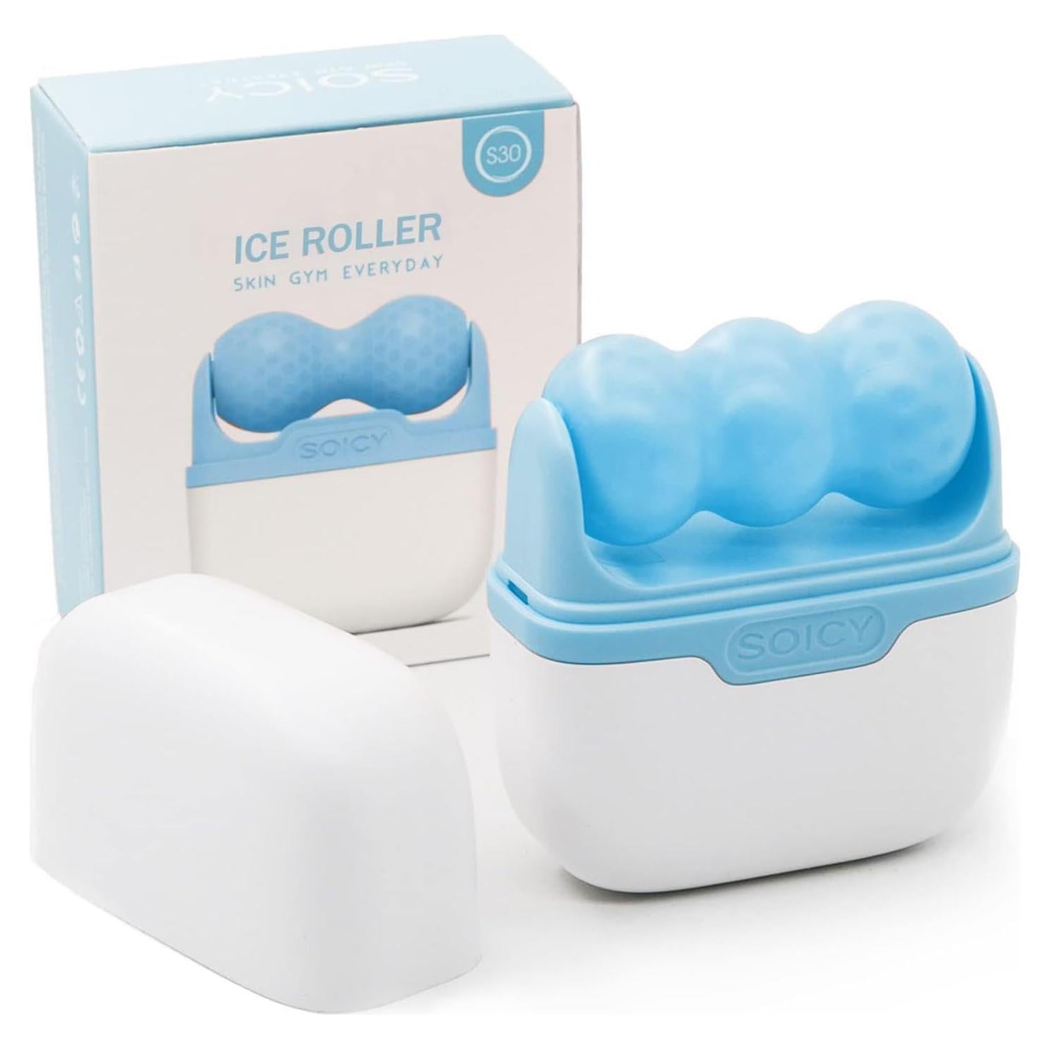 Rodillo de Hielo Facial Jasaqe 2 en 1 con Estuche Azul