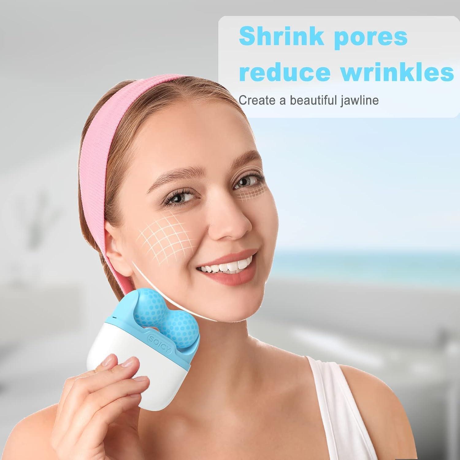 Rodillo de Hielo Facial Jasaqe 2 en 1 con Estuche Azul