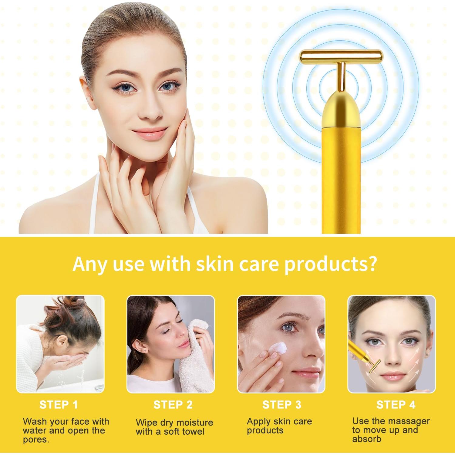 Barra de Masaje Facial Eléctrica Aubric 24k Compacta
