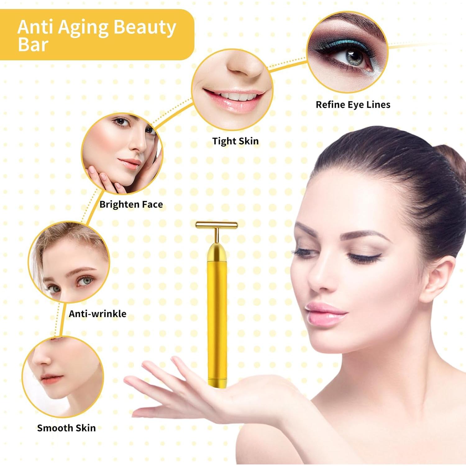 Barra de Masaje Facial Eléctrica Aubric 24k Compacta