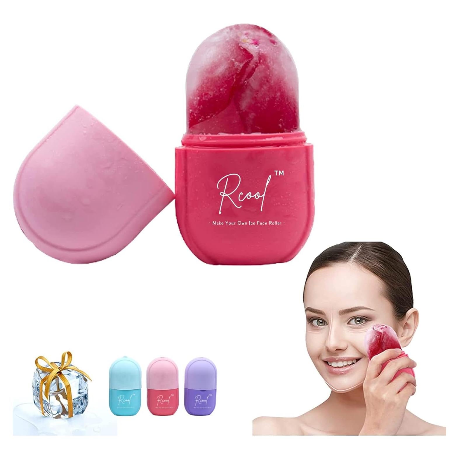 Rodillo de Hielo Facial VEREE Rosa - Masajeador de Piel 12.4 cm