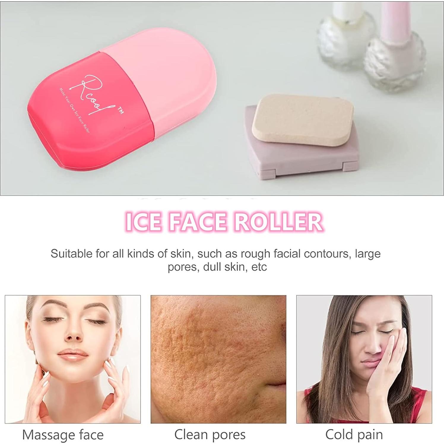 Rodillo de Hielo Facial VEREE Rosa - Masajeador de Piel 12.4 cm