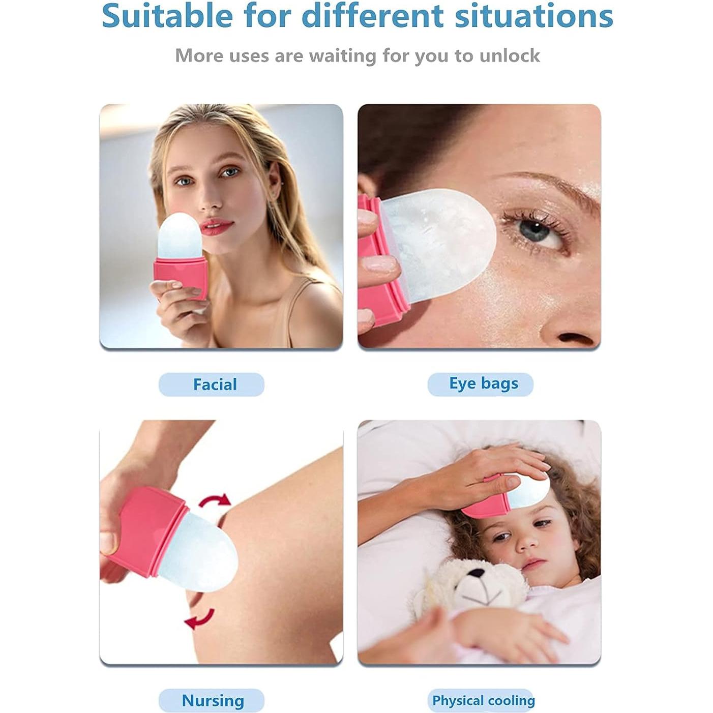 Rodillo de Hielo Facial VEREE Rosa - Masajeador de Piel 12.4 cm