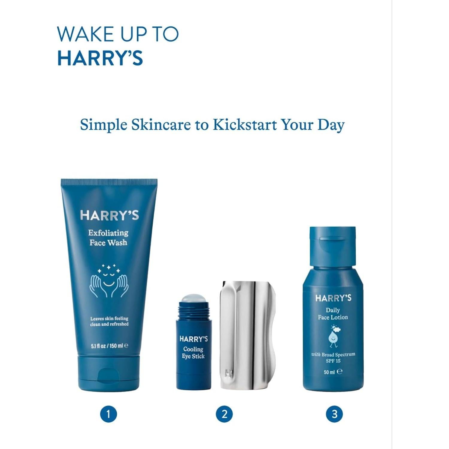 Kit de Cuidado Facial para Hombres Harry's - Stick Refrescante y Gua Sha